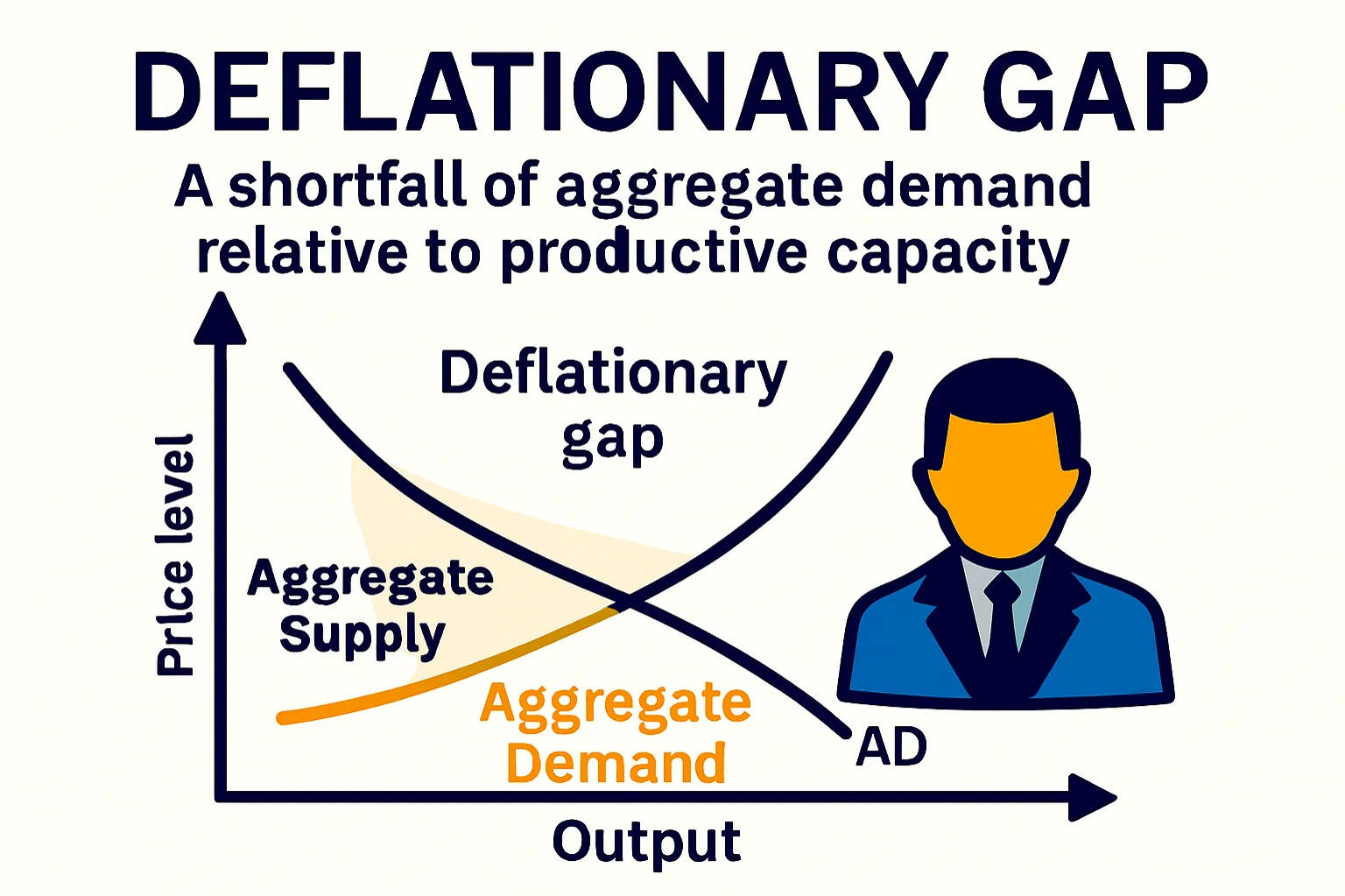 Deflationary gap: A shortfall of aggregate demand relative to productive capacity.