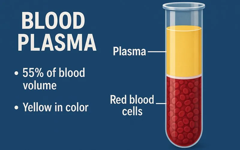 Blood plasma: Yellowish liquid carrying cells, nutrients, and waste
