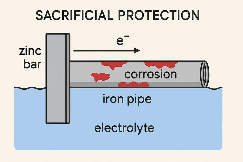 Sacrificial protection: Using a more reactive metal to protect another