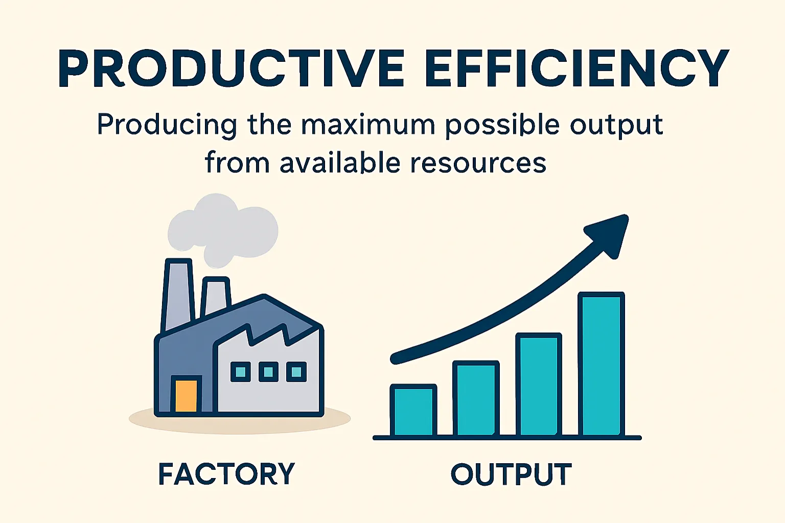 Productive efficiency: producing the maximum possible output from available resources