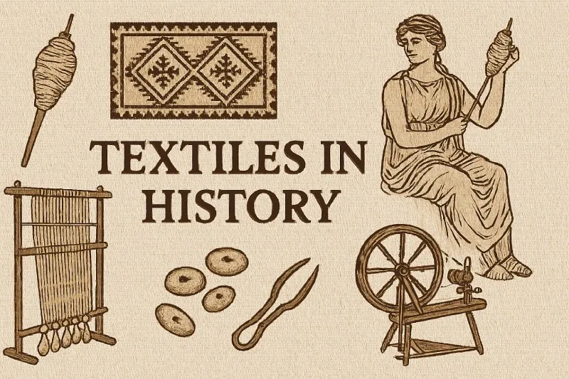 Textiles: Types of cloth or woven fabric, especially cotton and wool