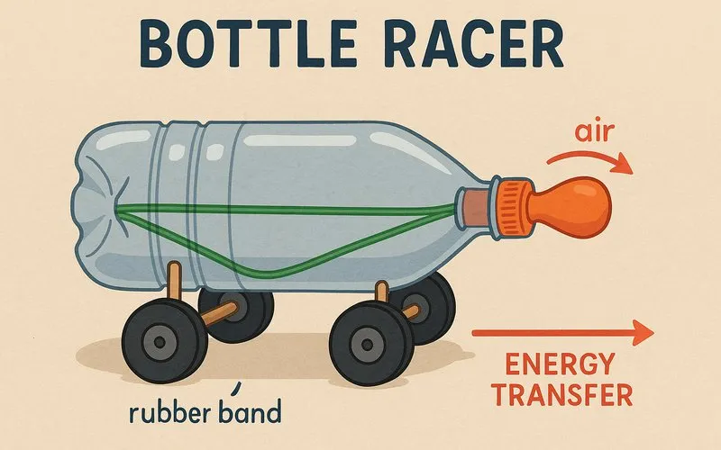 Bottle racer: Plastic bottle toy showing energy transfer