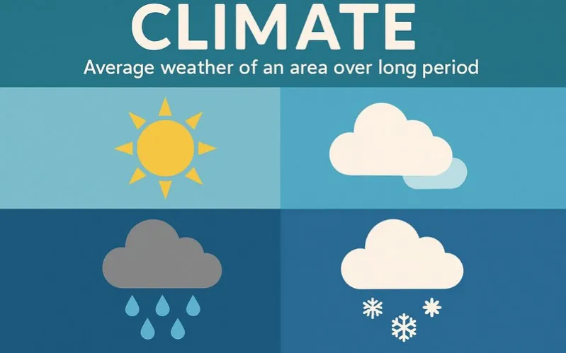 Climate: Average weather of an area over long period