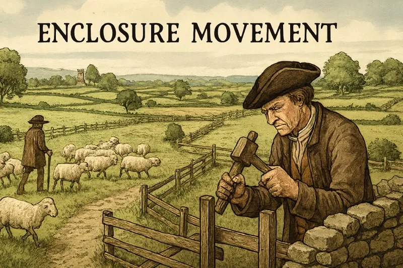 Enclosure Movement: The process of consolidating small landholdings into larger, privately owned farms