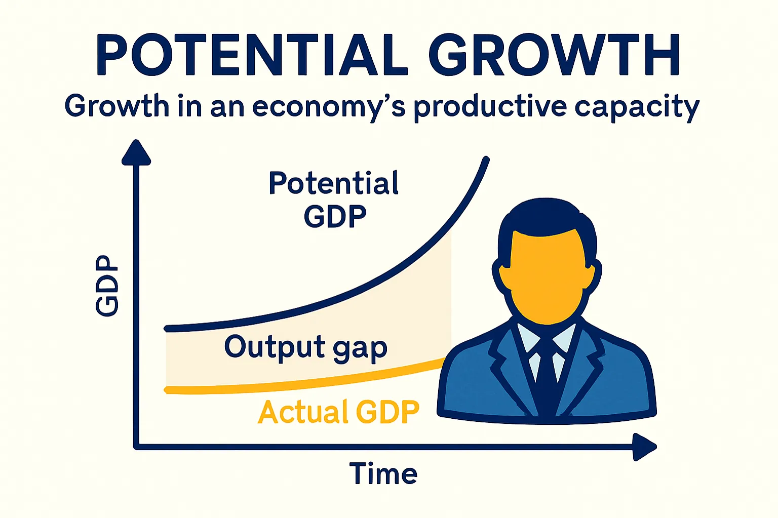 Potential growth: Growth in an economy’s productive capacity.