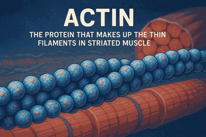 actin: the protein that makes up the thin filaments in striated muscle 