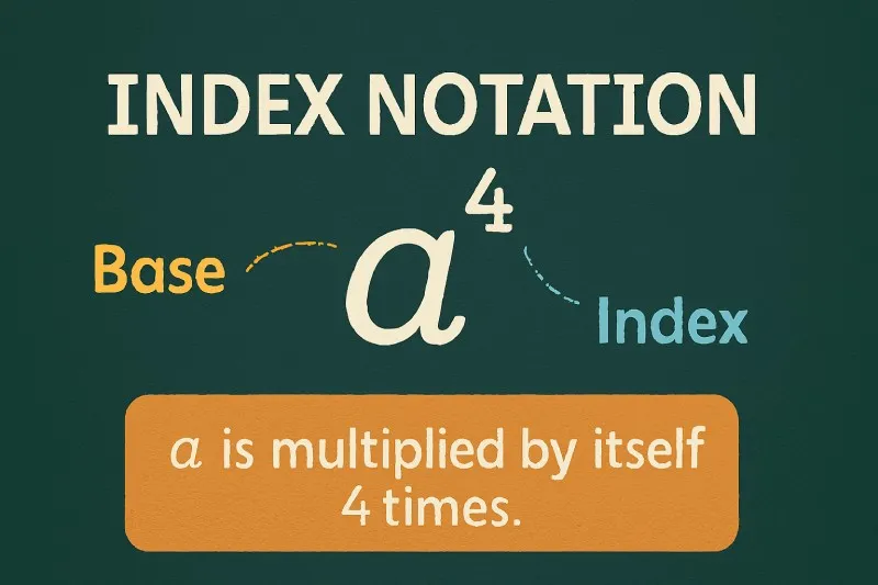 Index notation: A method of writing number using a base number and a power