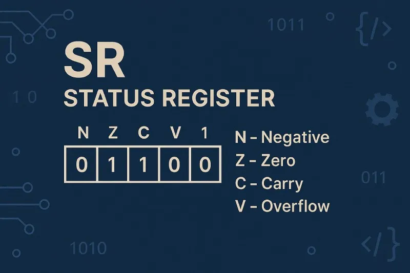 Status Register (SR) stores CPU condition flags