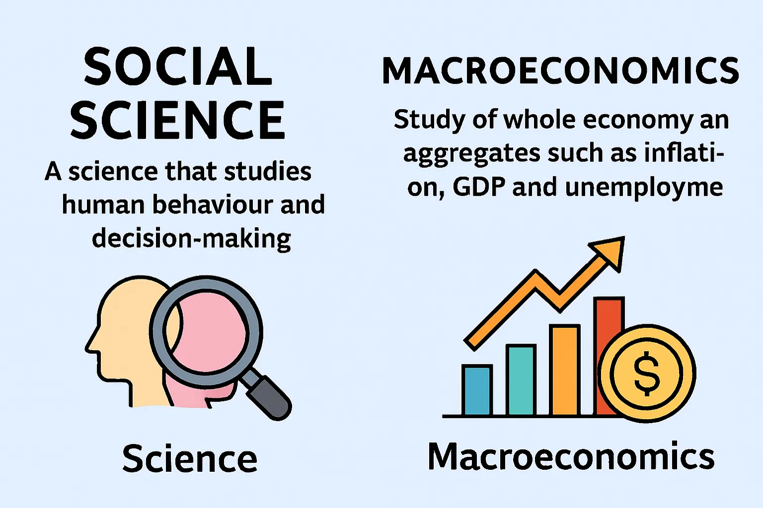 Social science: a science that studies human behaviour and decision-making