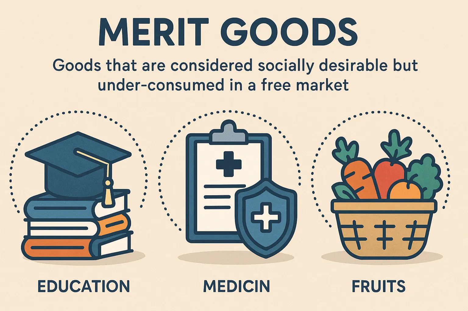 Merit goods: goods that are considered socially desirable but under-consumed in a free market
