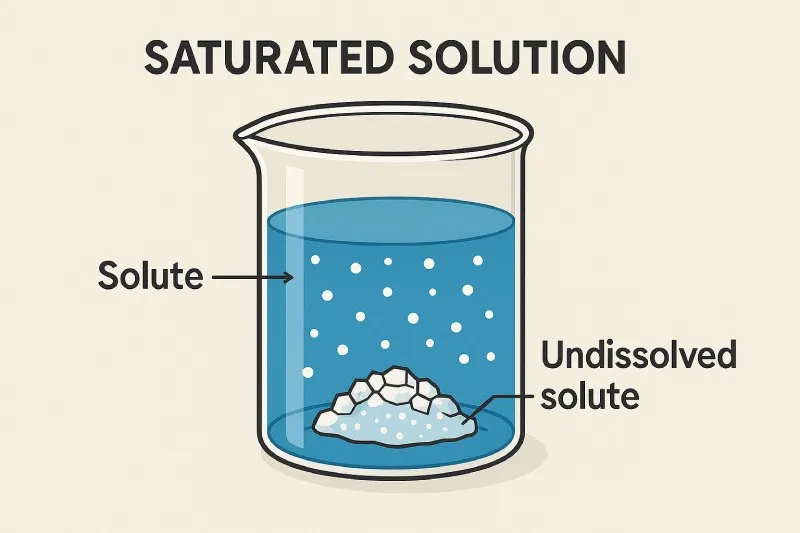 Saturated solution: No more solute can dissolve at a given temperature