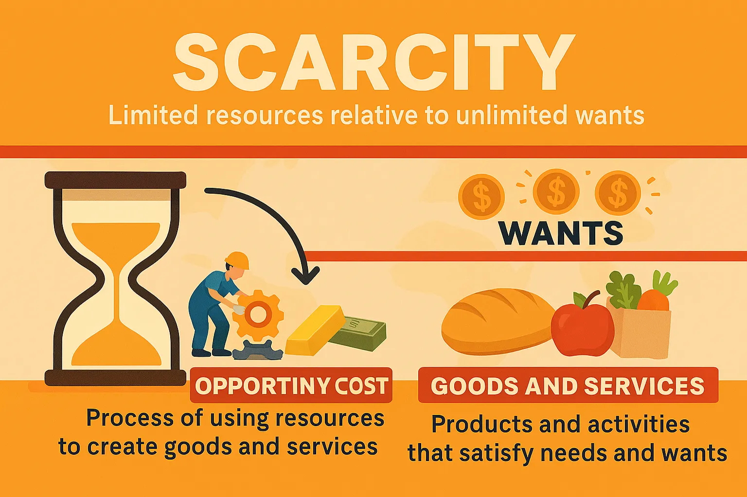 Production: process of using resources to create goods and services