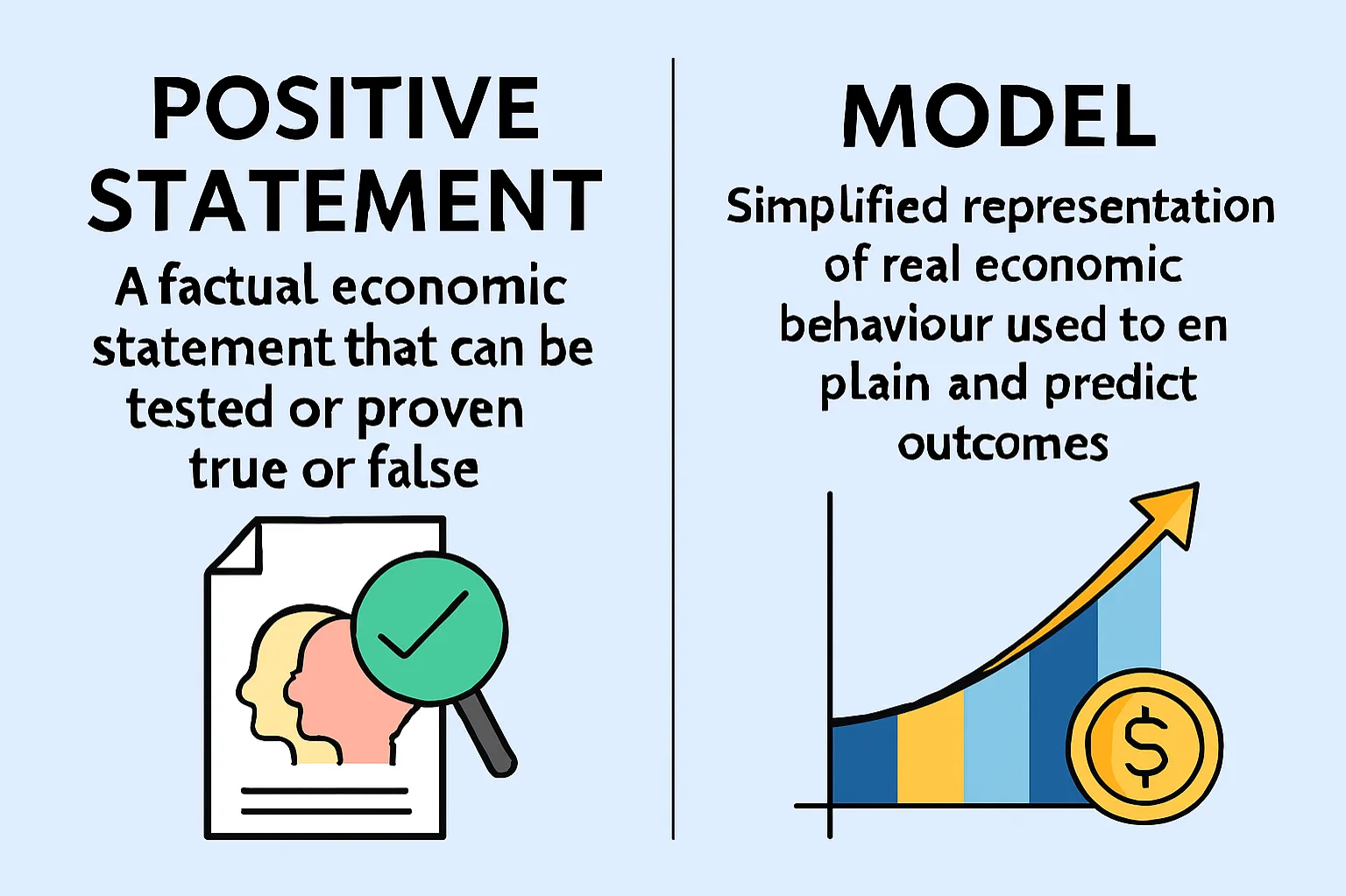Positive statement: a factual economic statement that can be tested or proven true or false