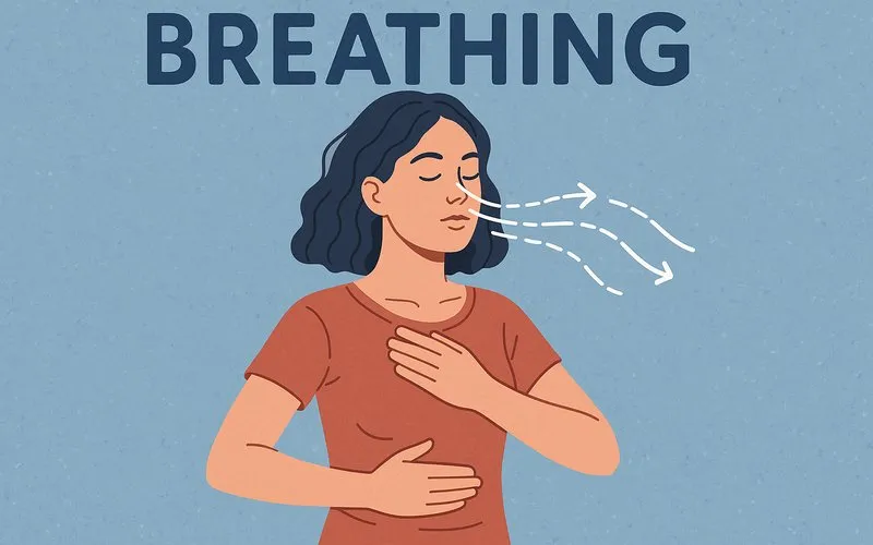 Breathing: Inhaling oxygen and exhaling carbon dioxide