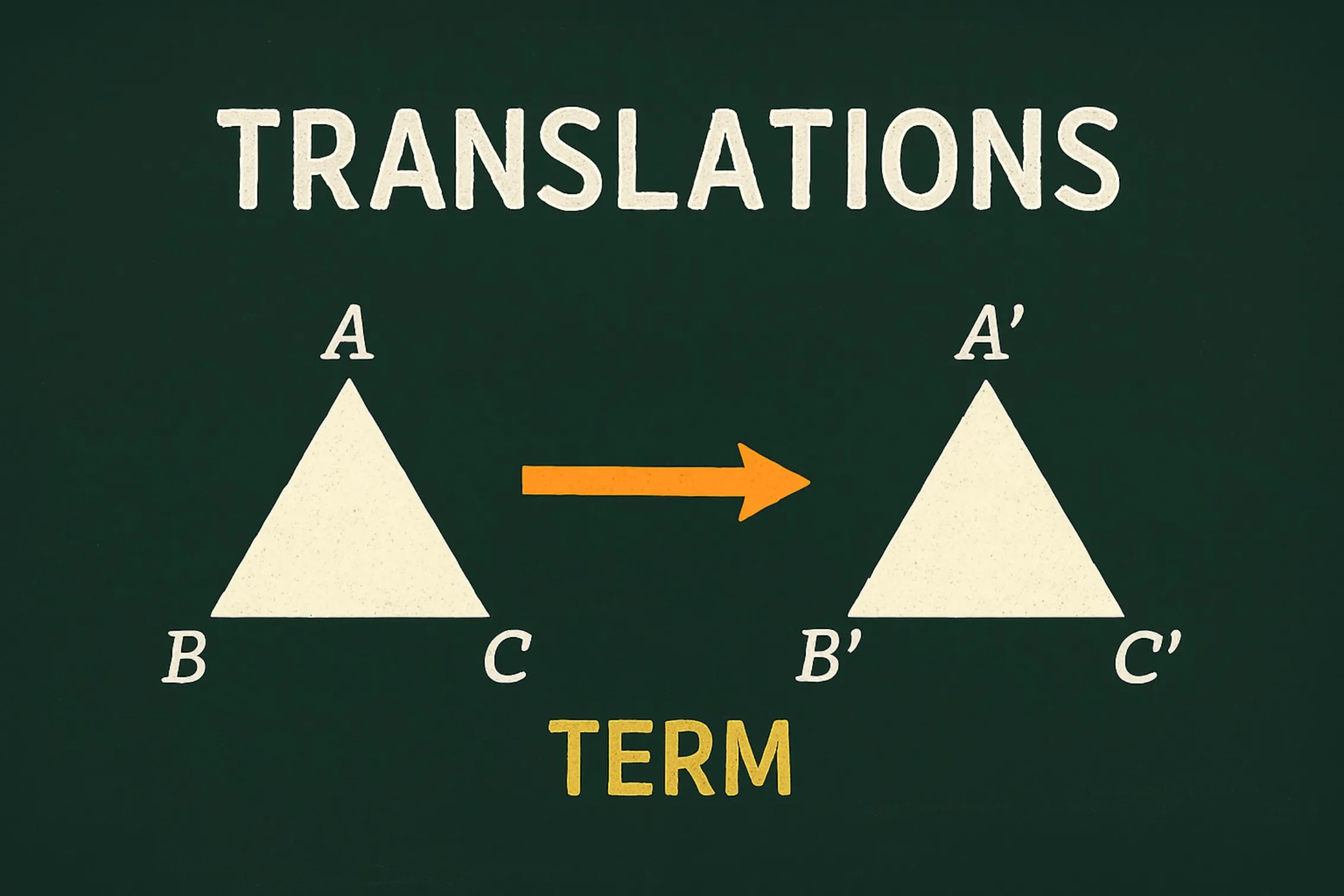Translations: A transformation that creates an image of a point by 'sibling' it along a plane