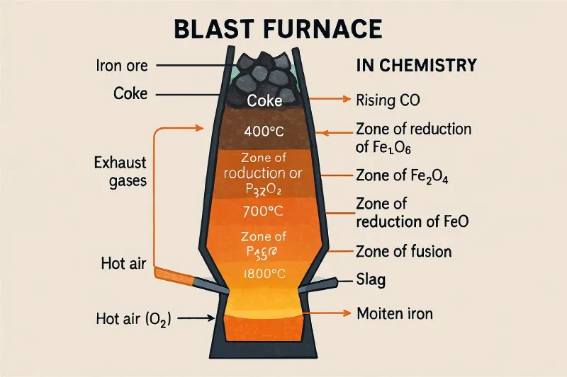 Blast furnace: Used to extract iron from ore