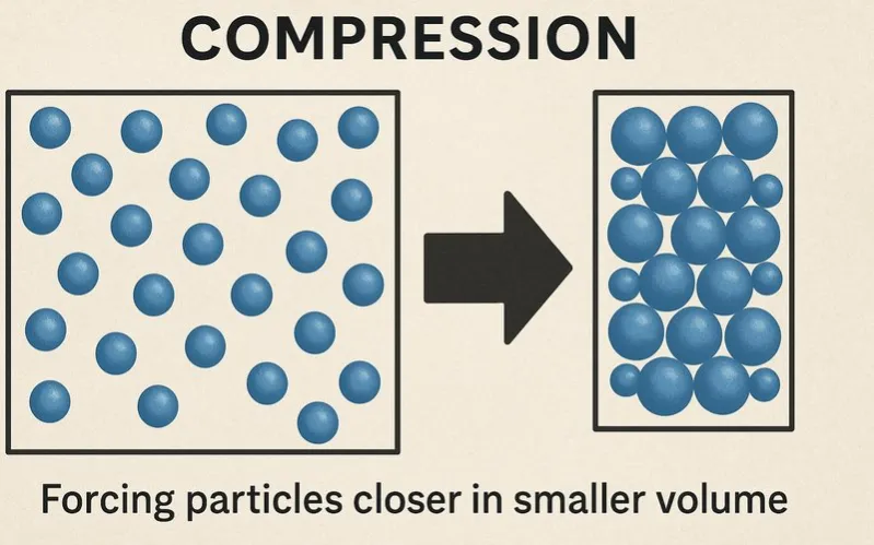 Compression: Forcing particles closer in smaller volume