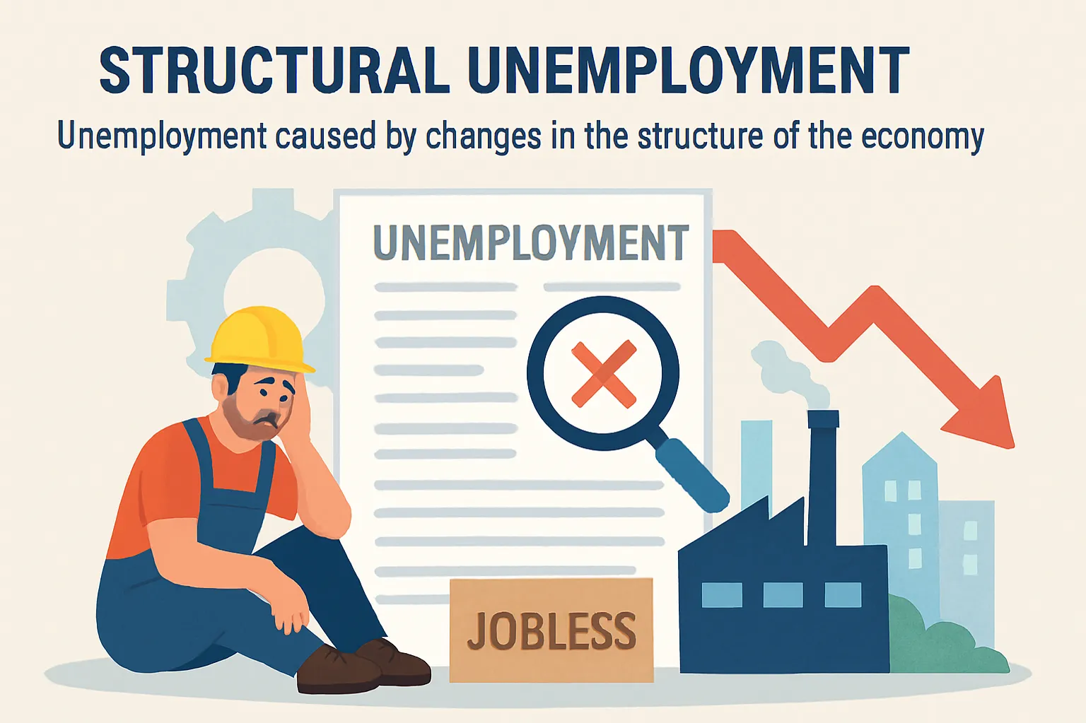 Structural unemployment: Unemployment caused by changes in the structure of the economy.
