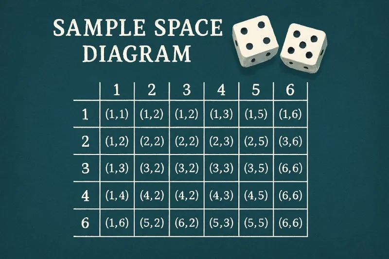 Sample space diagram: A list of diagram that shows all the equally likely outcomes of an ‘experiment’