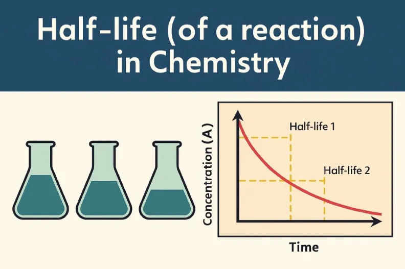 Half-life (of a reaction): The time taken for the concentration of a reactant to decrease to half of its initial value