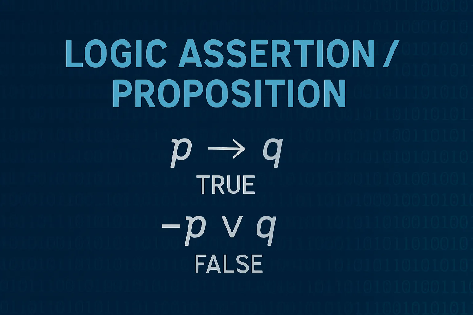 Logic assertion / proposition: A statement that can be either TRUE or FALSE