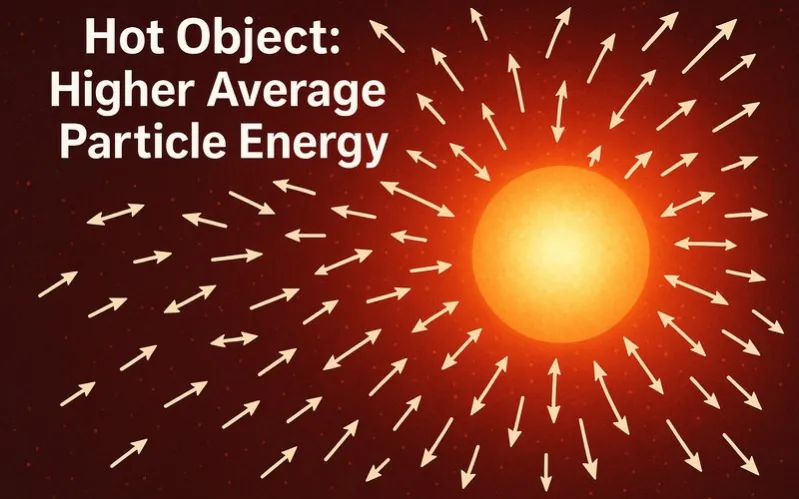 Hot object: Higher average particle energy