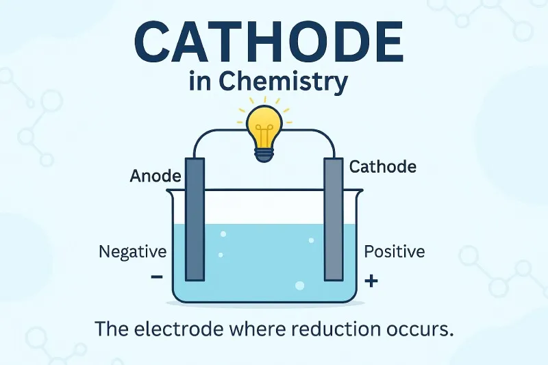 Cathode: The negative electrode, Reduction occurs here