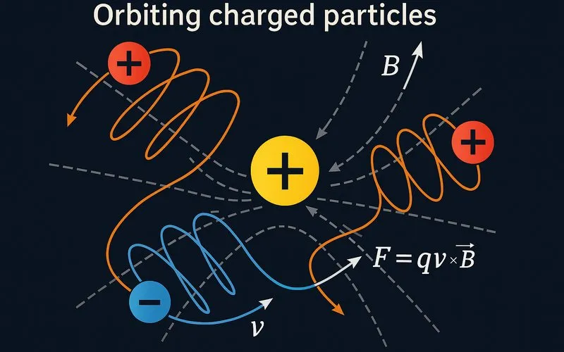 Orbiting charged particles