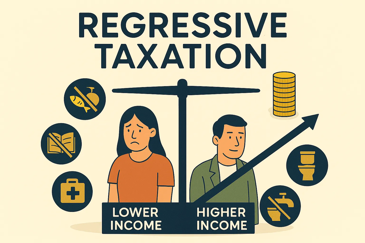 Regressive taxation: A tax system where lower-income earners pay a higher proportion of income.