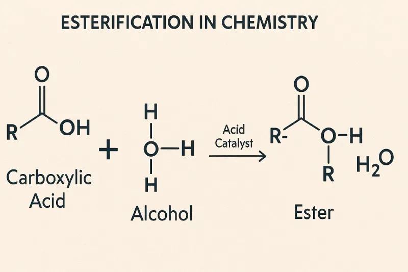 Esterification: The chemical reaction between a carboxylic acid and an alcohol to form an ester and water