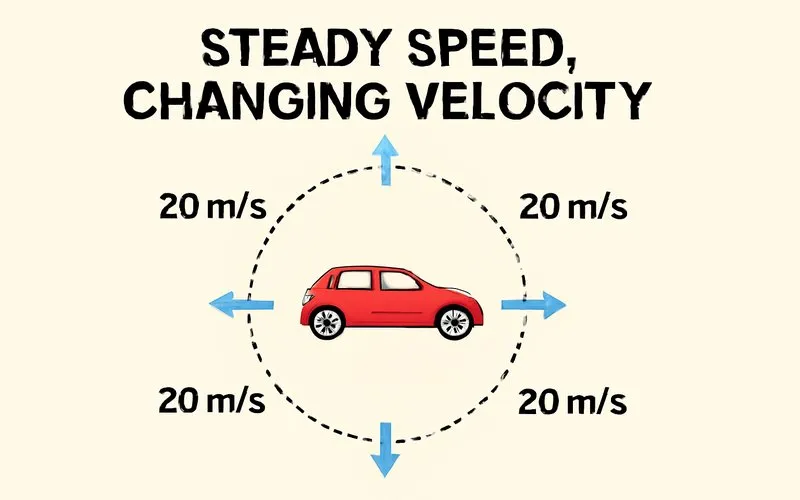 Steady Speed, Changing Velocity