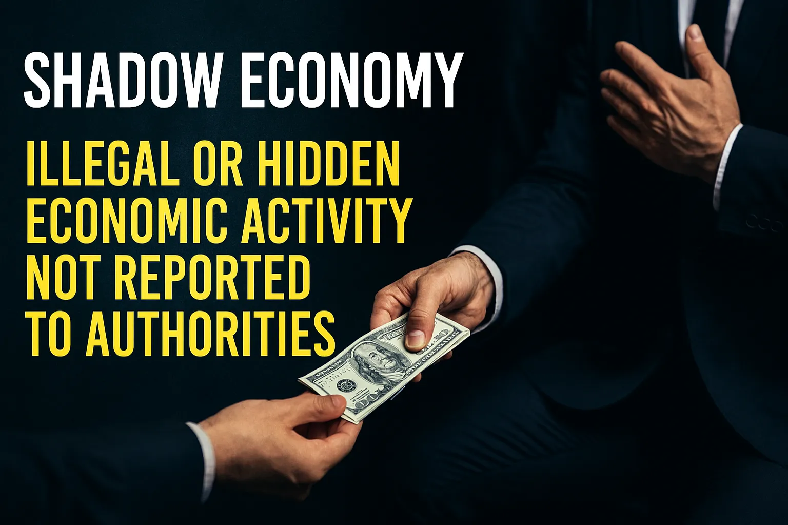 Shadow economy: illegal or hidden economic activity not reported to authorities