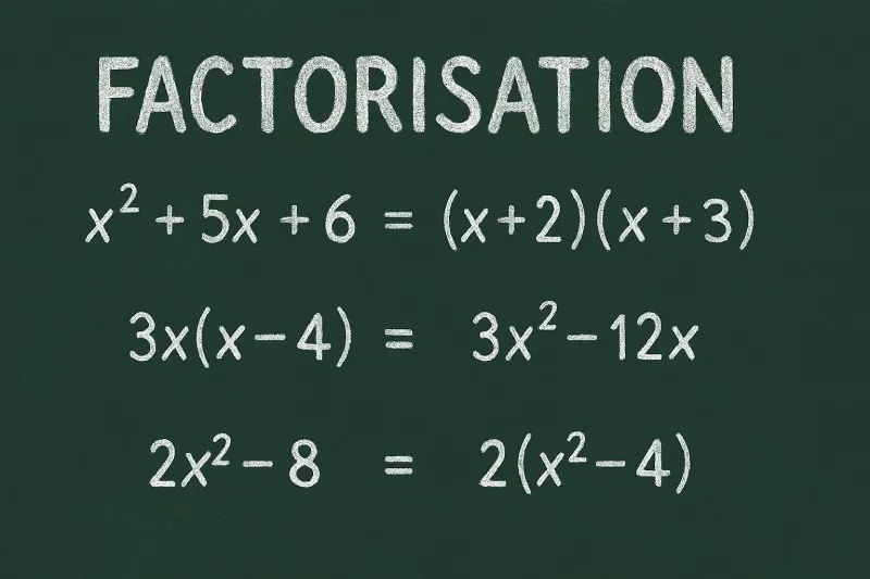 Factorisation: To rewrite an expression using brackets