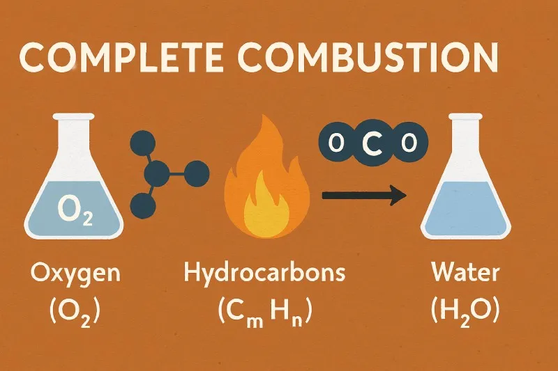 Complete combustion: Sufficient oxygen → CO₂ + H₂O