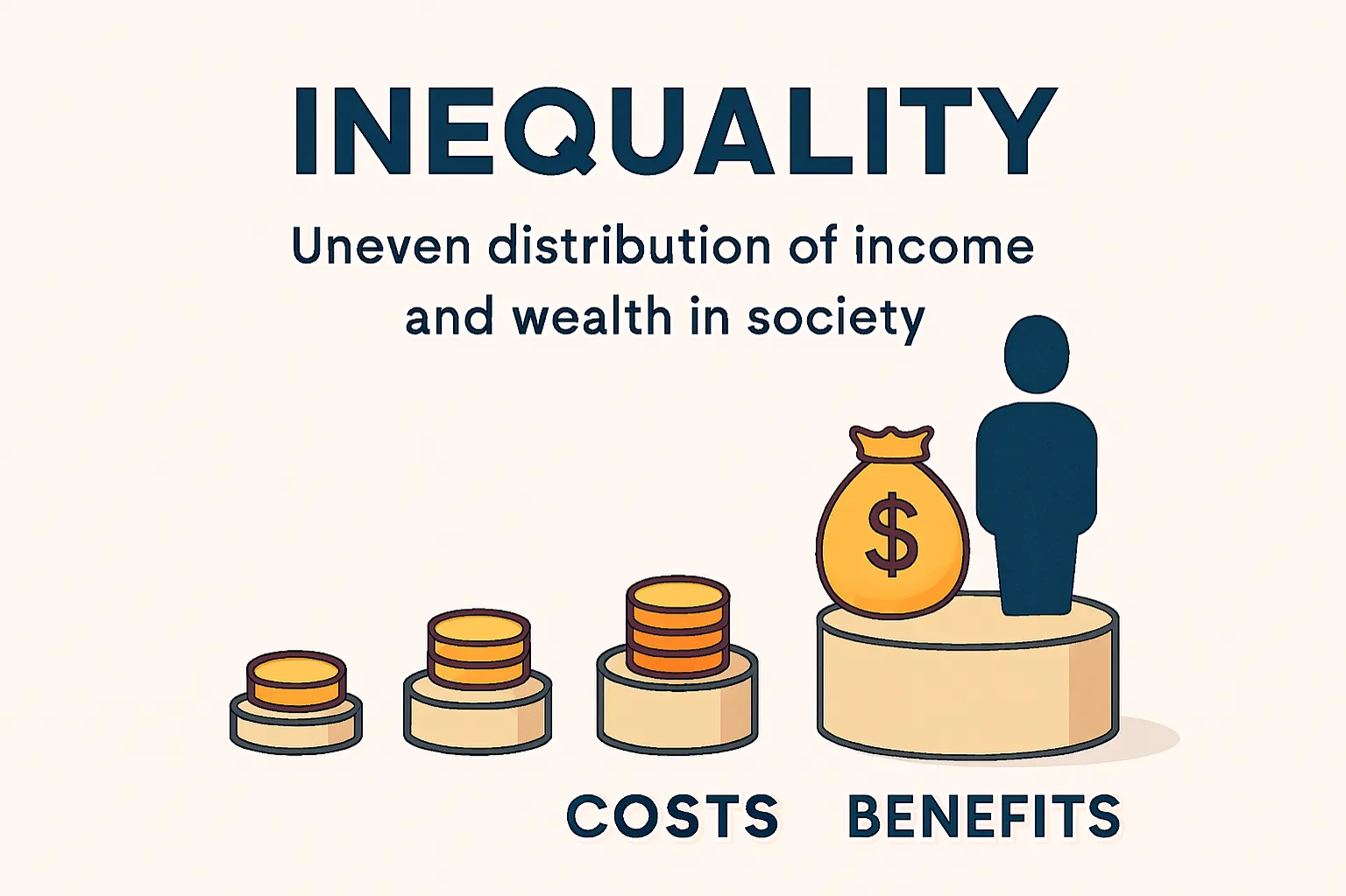  Inequality: uneven distribution of income and wealth in society