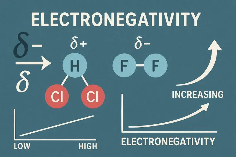 Electronegativity: The ability of an atom to attract the bonding electrons in a covalent bond