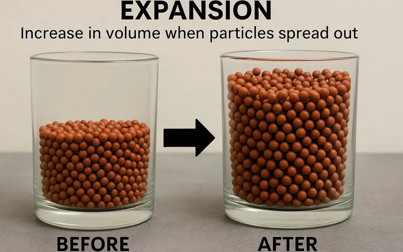 Expansion: Increase in volume when particles spread out