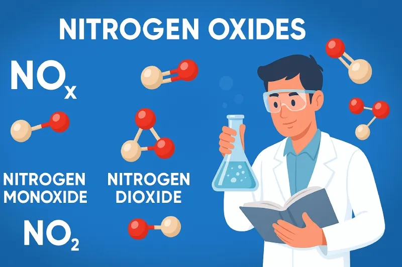 Nitrogen Oxides: A group of gases composed of nitrogen and oxygen atoms