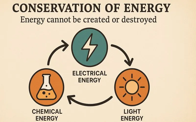 Conservation of energy: Energy cannot be created or destroyed